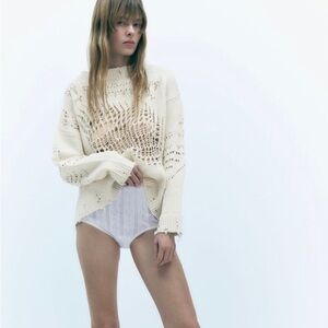 ZARA Ripped Open Knit Sweater.  NWT